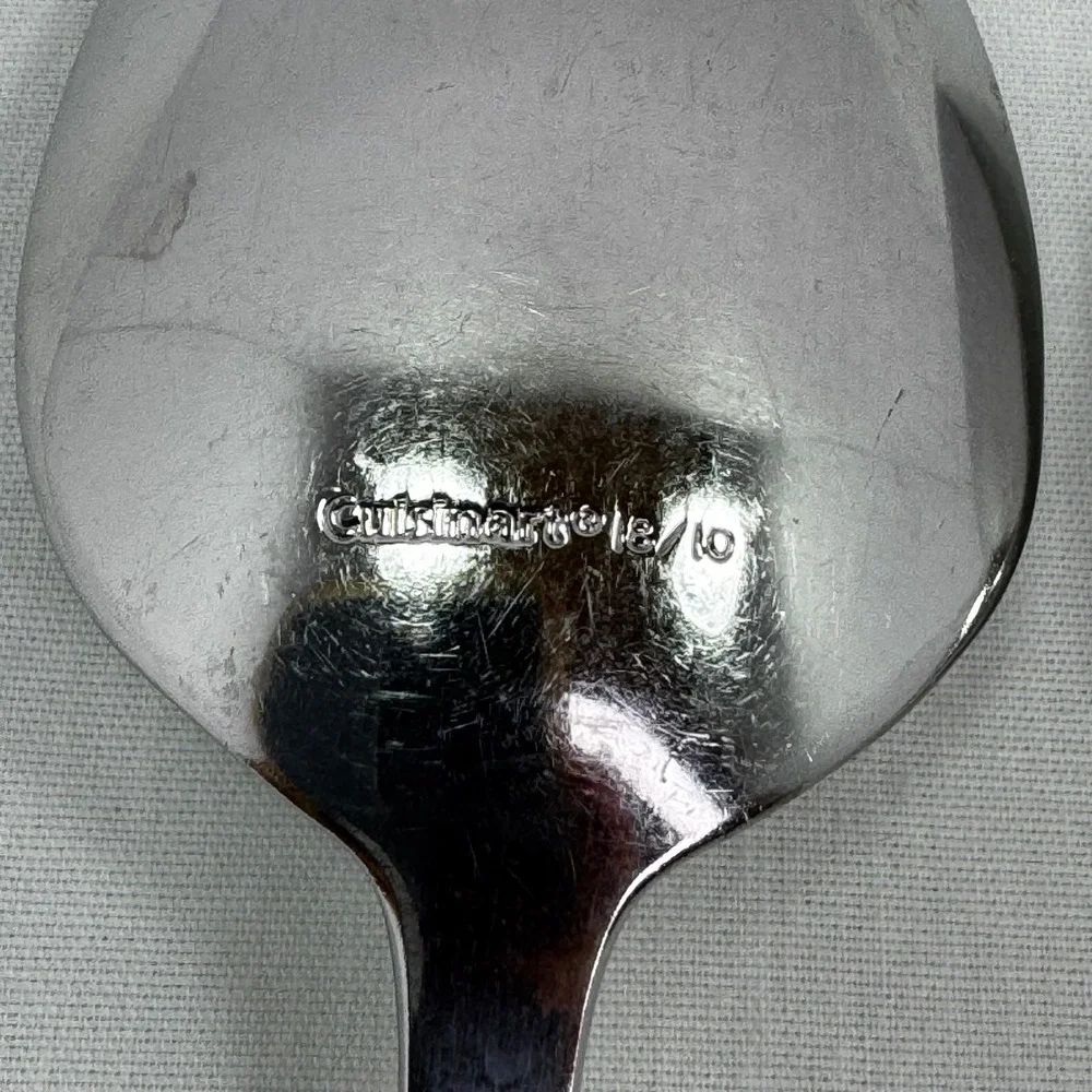 Cuisinart 18/10 Stainless Steel Soup Spoons Set of 4 Teardrop Ridge Handle 7.75